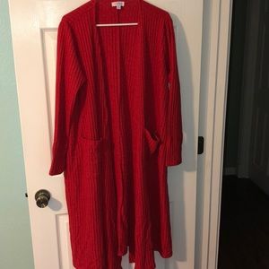 Red LuLaRoe duster cardigan
